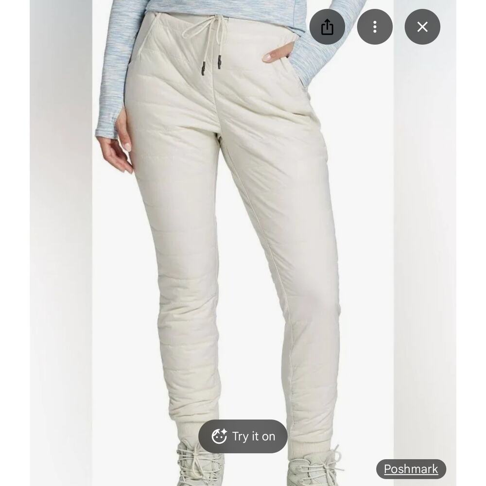 NEW Alpine Design Mountainside Mist Quilted Jogger Pants Cloud White Medium